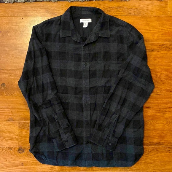 Calvin Klein Other - Charcoal & Black Plaid Shirt Mens Large